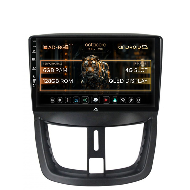 Navigatie Autodrop Peugeot 207, Android, B-Octacore / 6GB RAM + 128GB ROM, 9 Inch