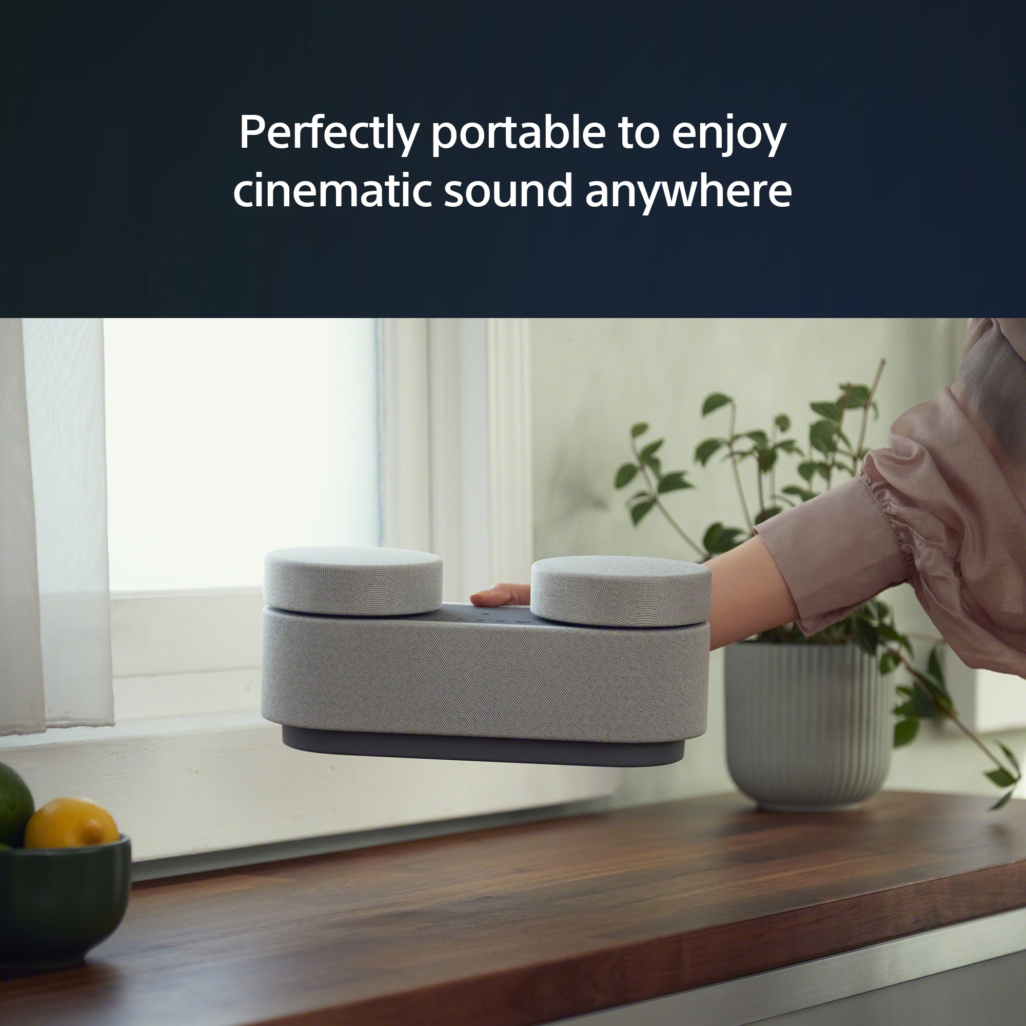 Sistem Home Theater portabil Sony HT-AX7, 360 Spatial Sound Mapping, 30 ore autonomie baterie, Bluetooth 5.2