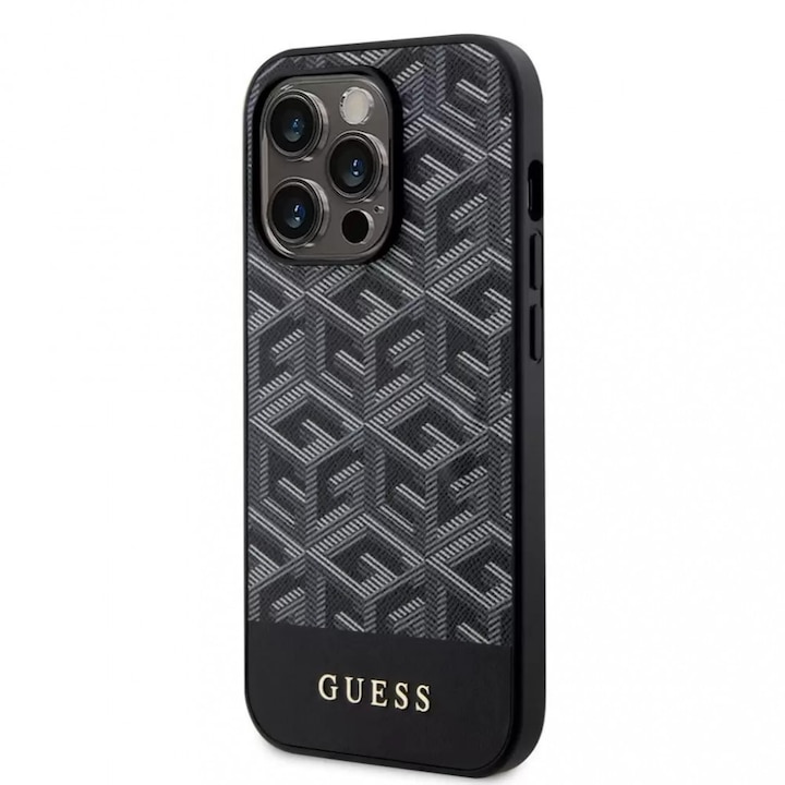 Eredeti előlap tok GUESS GUHMP14LHGCFSEK iPhone 14 PRO készülékhez (MAG GCUBE / fekete)
