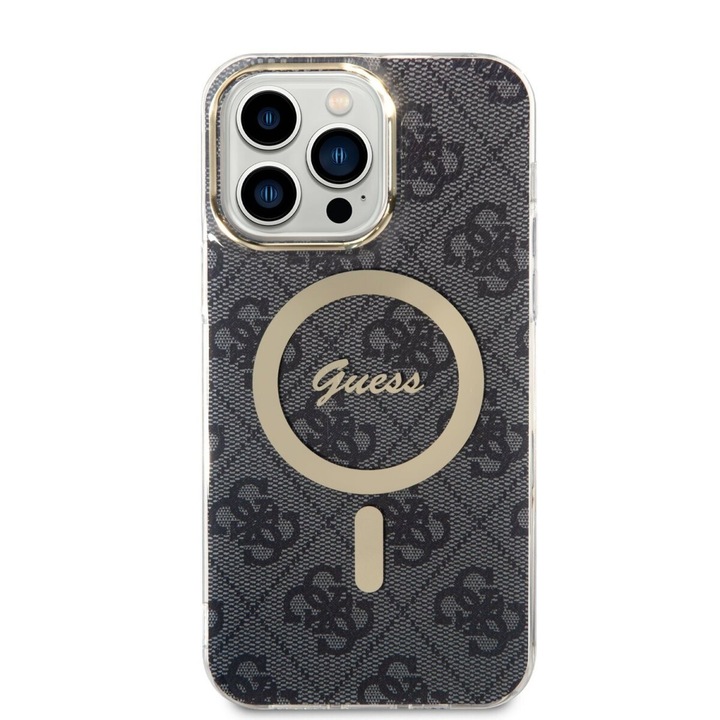 Husa, Guess, Compatibila cu iPhone 14 Pro, Compatibila MagSafe, Negru