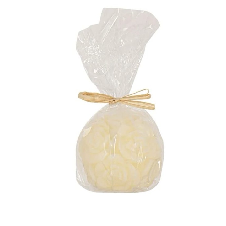 Lumanare Ball Mirosat 3D Ecru Reliefat Trandafiri 8x8cm