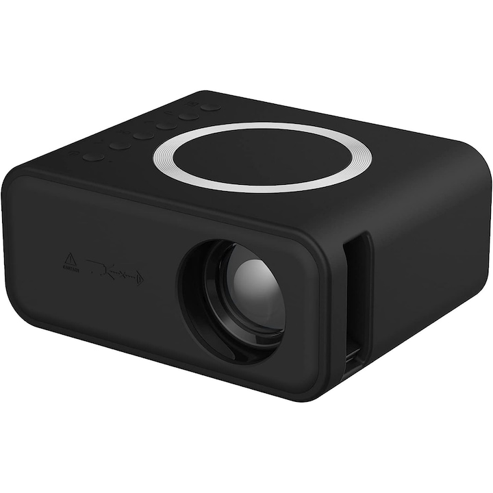 Mini Videoproiector Excitat YT600, portabil, Full HD, WiFi, media player, boxa incorporata 2W 4Ω, USB, interfete card de memorie, Negru