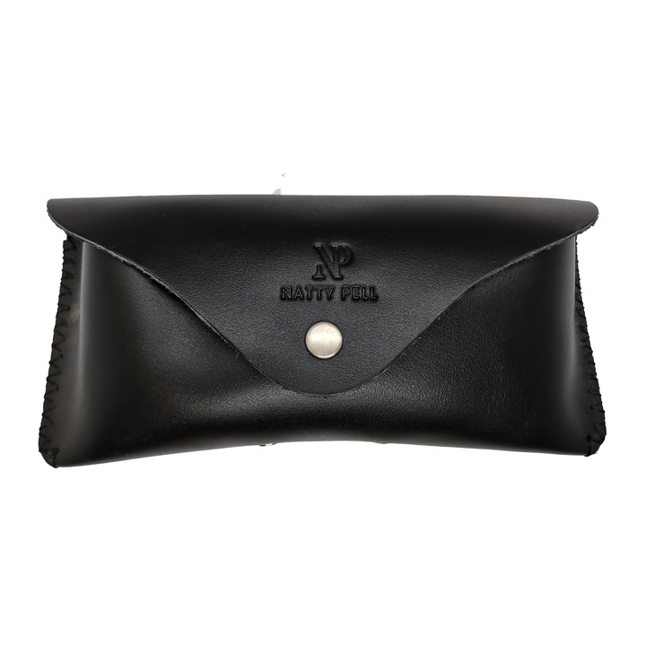 Toc de ochelari soare sau vedere, cu magnet din piele naturala, Negru