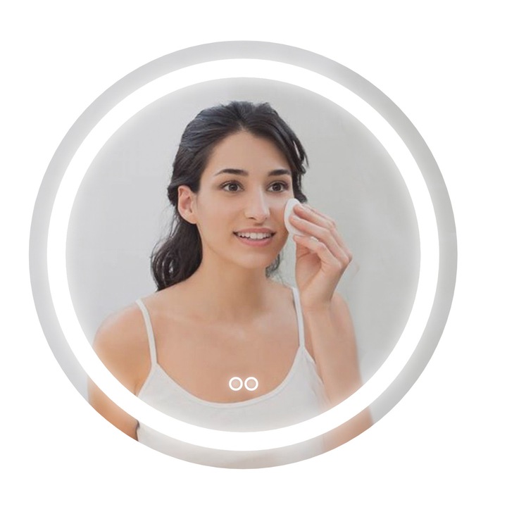 Fürdőszoba tükör kerek LED világítással 70 cm, páramentesítő funkcióval, érintőkapcsolóval F403