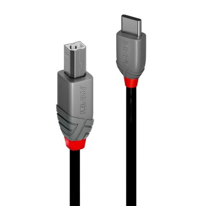 Kábel Lindy 36942, USB 2.0 - USB-B, 2m, fekete