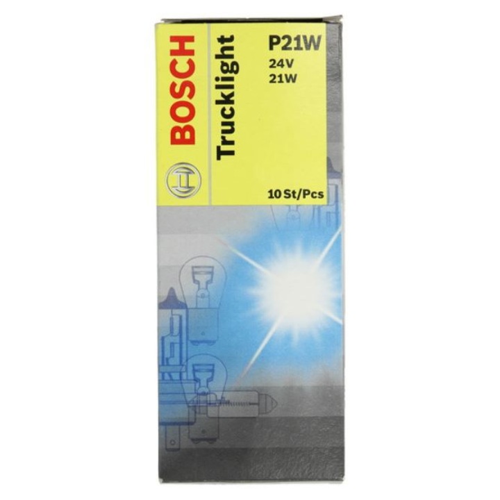 Bec semnalizator BOSCH Trucklight (set 10 buc), putere 21W 24V, mufa BA15S, compatibil KAMAZ