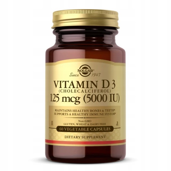 Supliment alimentar, Solgar, Vitamina D3 5000IU, 60 capsule