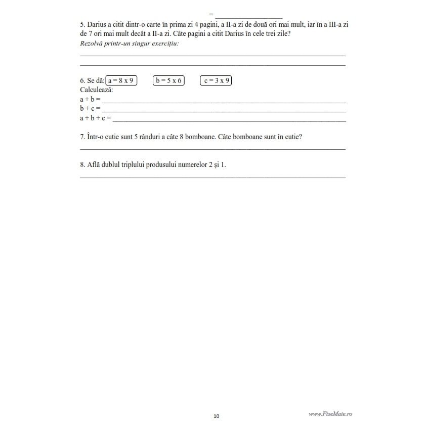 Caiet De Lucru Matematica / Inmultirea Si Impartirea / Clasa 3 - EMAG.ro