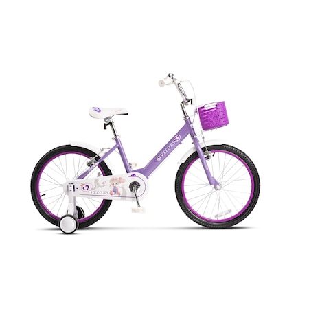 Bicicleta copii 7-10 ani Kids BMX Princess JSX2002, roti 20", frane V-Brake fata-spate, cauciucuri late tip MTB, roti ajutatoare, mov