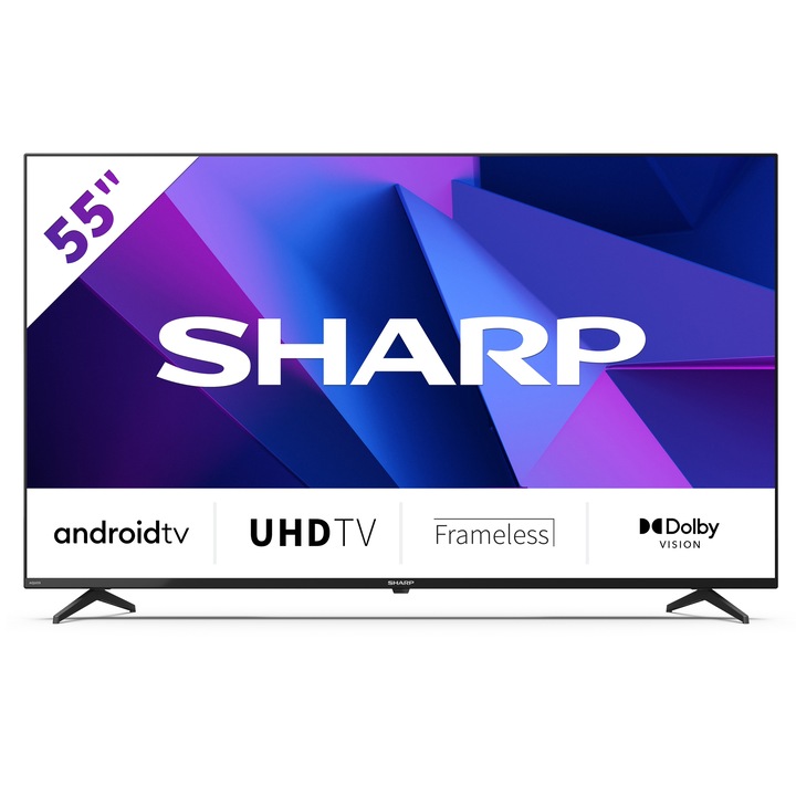 Televizor LED, Sharp, Android, 139 cm, 4K, Negru