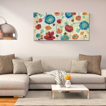 Tablou Canvas - Coral and Teal Garden III, 50x100 cm Tablou Canvas - Coral and Teal Garden III, 50x100 cm