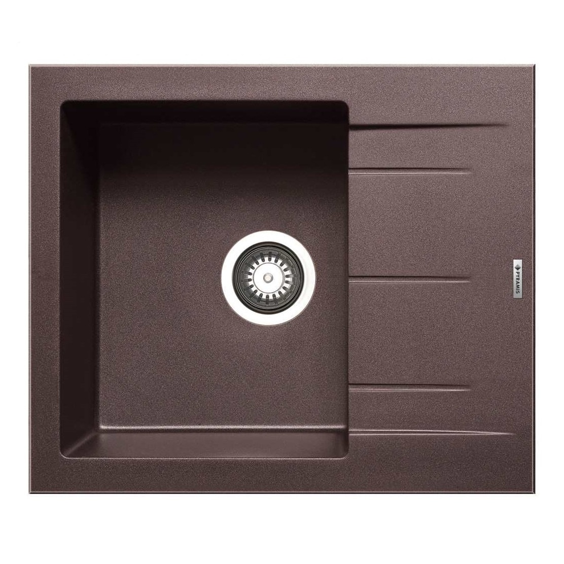 Chiuveta bucatarie Pyramis ALAZIA, 590x500mm, adancime 200mm, reversibila, montare pe blat, Pyragranite Chocolate