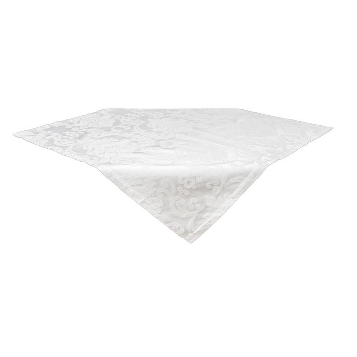Bosfor Decor négyzet alakú terítő, Brocard modell, Fehér, Mérete 90 x 90 cm