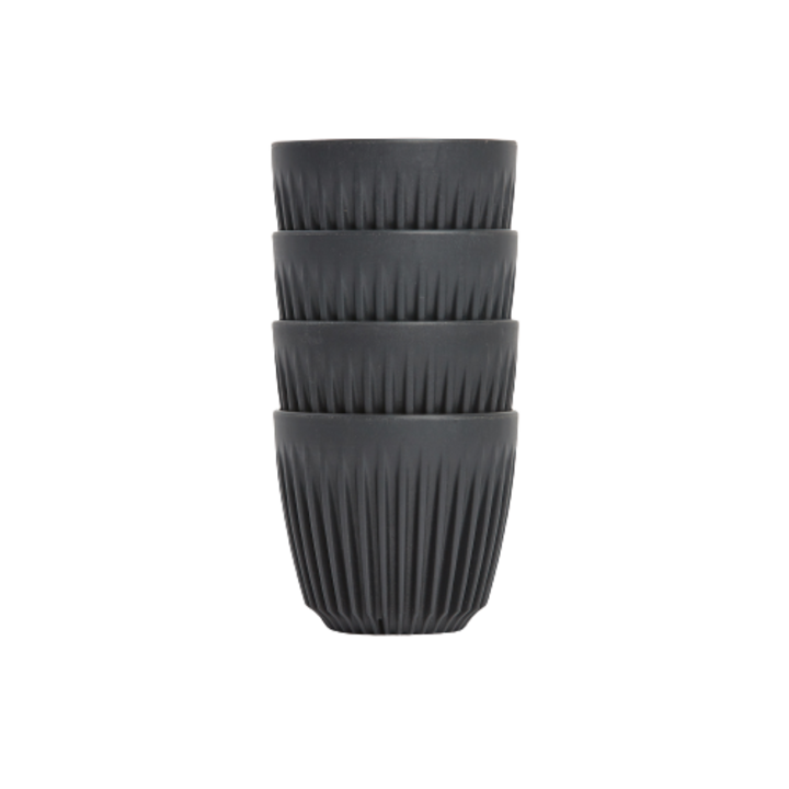 Set de 4 cesti de cafea, Huskee, 180 ml, polipropilena, negru