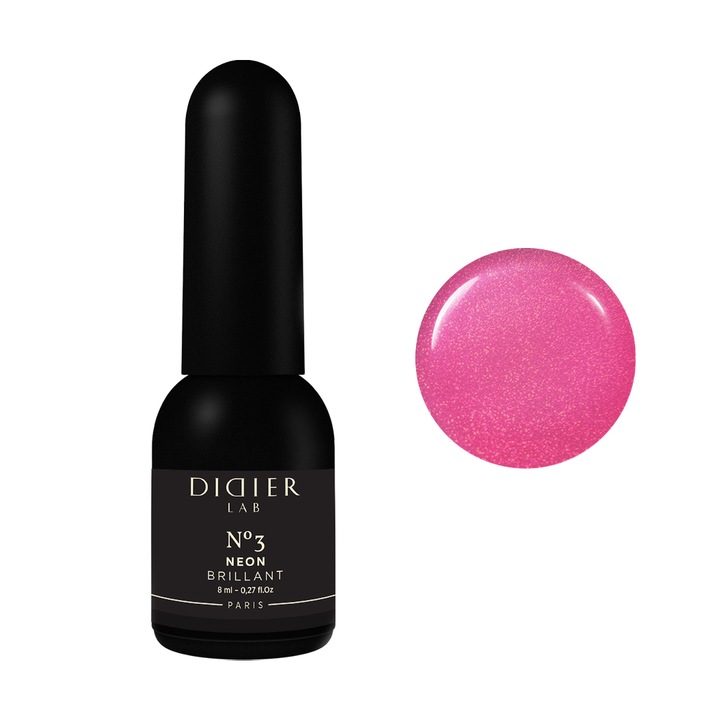 Lac de unghii semipermanent UV LED, Didier Lab, Hema & TPO free, Brillant Neon, No3, 8ml