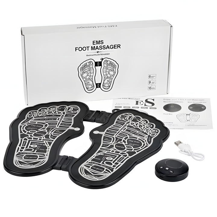 Интелигентен масажор за крака EMS WellLuck, мускулен стимулатор, акупунктура, сгъваем, лесен за носене, 6 програми за използване, регулируем интензитет, USB зареждане