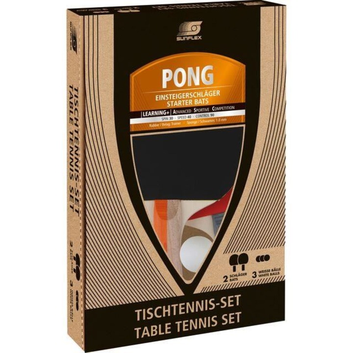 Sunflex PONG asztalitenisz készlet, 2 lapát + 3 labda