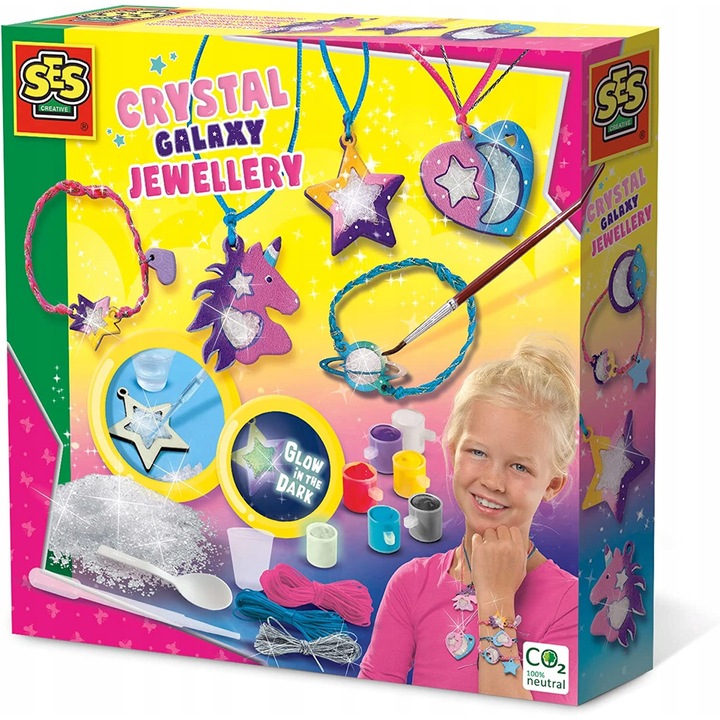 Set bijuterii cu cristale, SES Creative, Multicolor