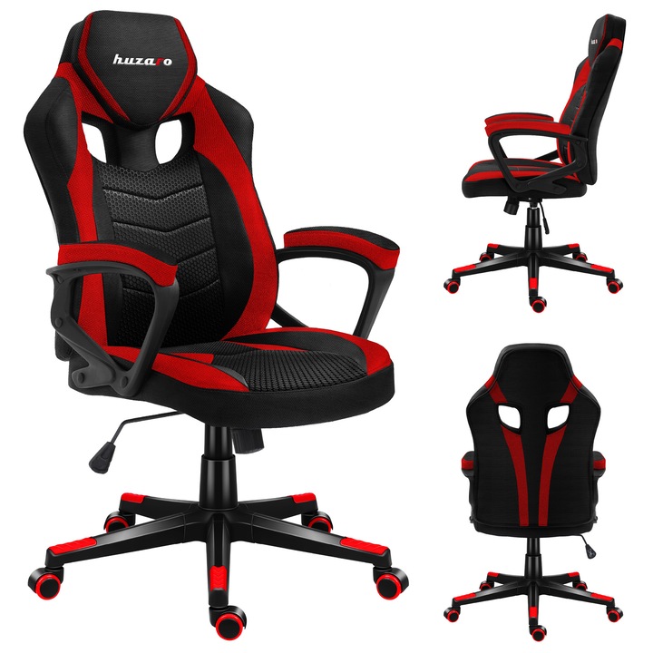 Scaun Gaming Huzaro Force 2.5, Plasa, Rosu