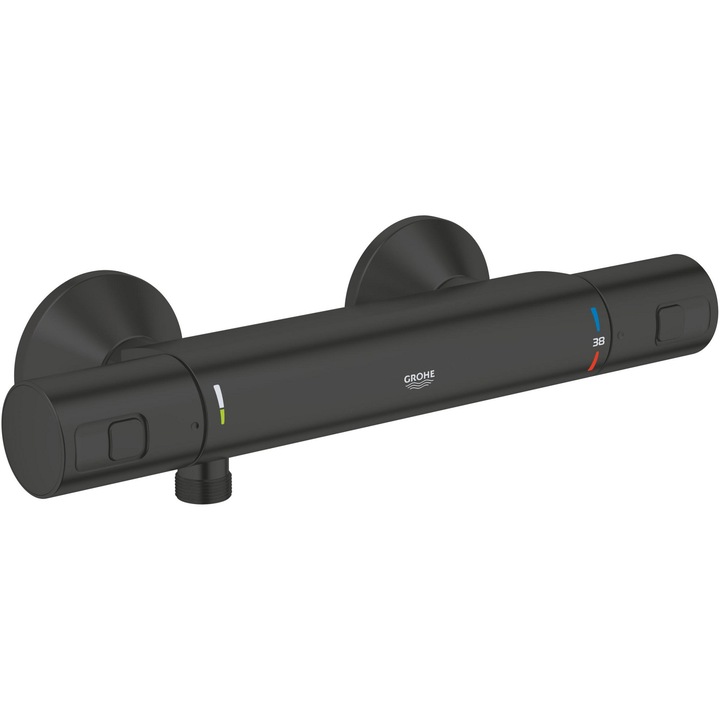 Baterie de dus Grohe Precision Start 345942430, 1/2'', aparenta, termostat, protectie, mat, negru