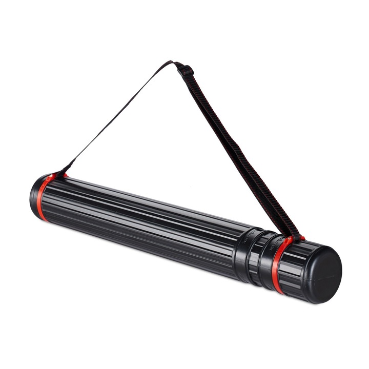 Rola telescopica pentru postere si afise, pana la dimensiunea A0, curea de transport reglabila, capac cu surub, 64-107 cm, plastic, 1 bucata