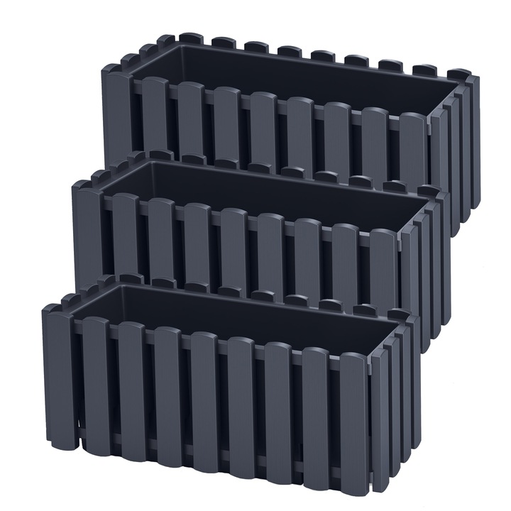 Prosperplast, Boardee Fence, 3 db Virágcserép, 38 Cm