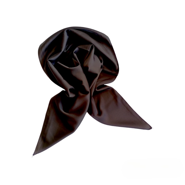 Esarfa dama, tip batic, forma patrata, uni, subtire, Silk Soft Touch, Forever Black, 70x70cm, Negru