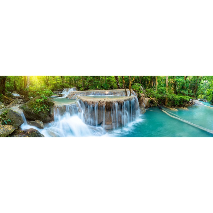 Set 3 piese panou decorativ din sticla securizata pentru bucatarie, protectie aragaz, antistropire, sticla securizata 6mm, Print UV, OCTOPUS, imprimata Multicolor, 2250mmx650mm oct034-225x65