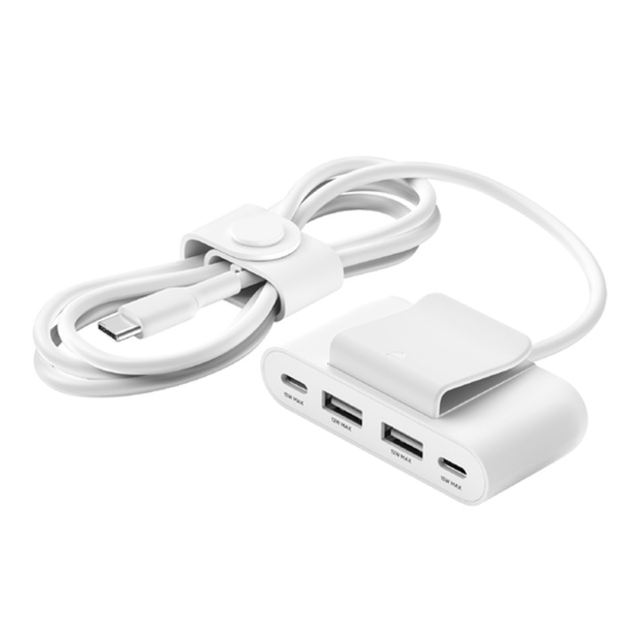 Belkin (BUZ001BT2MWHB7) USB HUB, USB Type-C bemenet, 2x USB Type-C és 2x USB-A portos kimenet, 2 m kábel, fehér