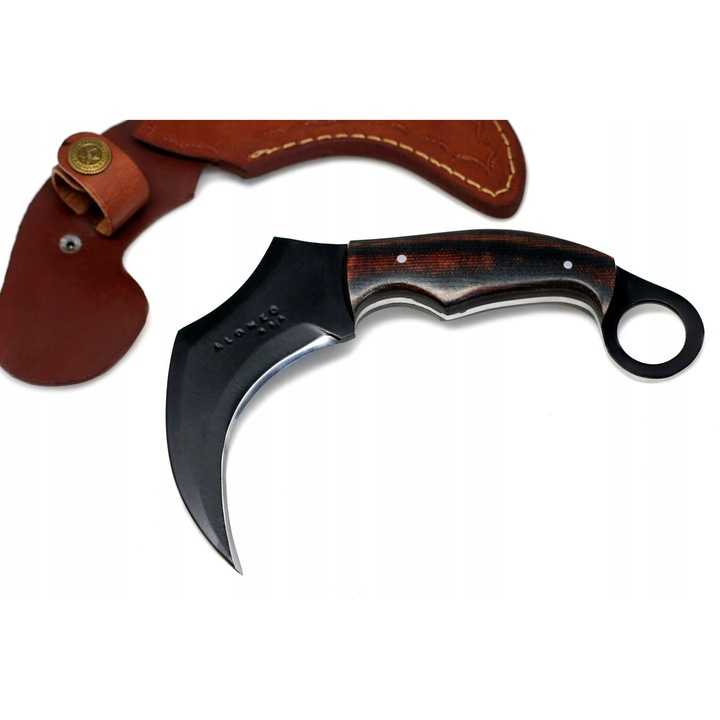 Cutit de vanatoare karambit, Otel, 18.5 cm, Negru