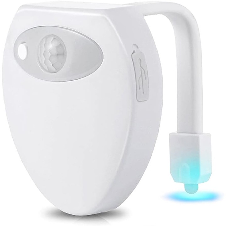 Lampa LED de noapte pentru vasul de toaleta, ABS, Incarcare USB, 8 culori, Alb