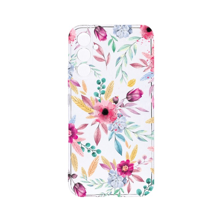 Husa BestCase® Clear Silicon 2MM, Compatibila Cu Samsung Galaxy S23 FE, Happy Flowers, Antisoc, Protectie Camera, Margini ridicate pentru protectia ecranului, T 69