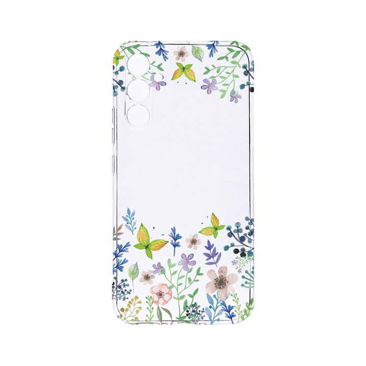 Husa BestCase® Clear Silicon 2MM, Compatibila Cu Samsung Galaxy S23 FE, Butterfly Flowers, Antisoc, Protectie Camera, Margini ridicate pentru protectia ecranului, T 95