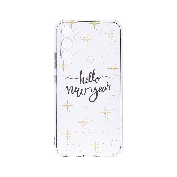 Husa BestCase® Clear Silicon 2MM, Compatibila Cu Samsung Galaxy S23 FE, Hello New Year, Antisoc, Protectie Camera, Margini ridicate pentru protectia ecranului, T 173