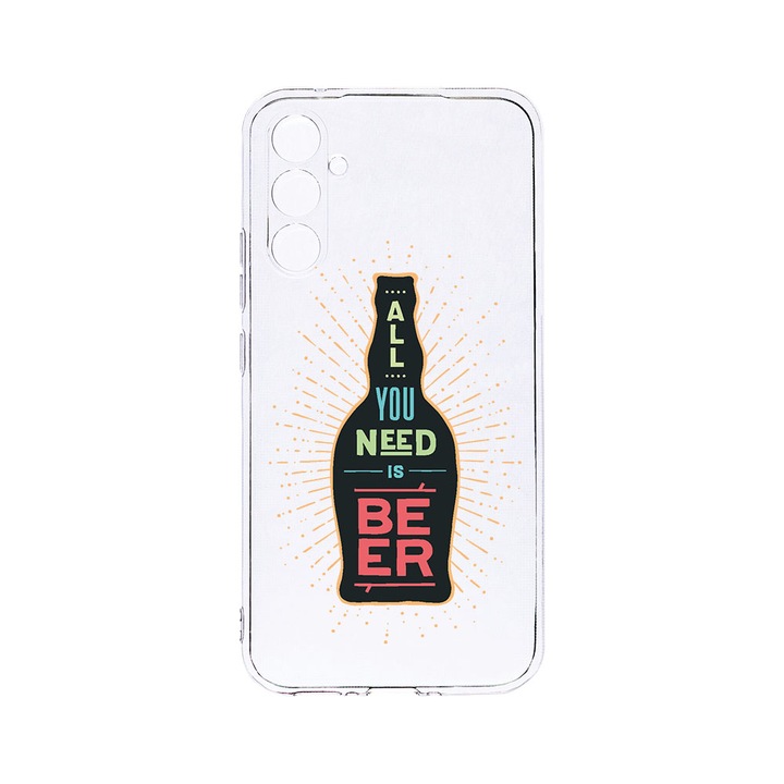 Husa BestCase® Clear Silicon 2MM, Compatibila Cu Samsung Galaxy S23 FE, All You Need Is Beer, Antisoc, Protectie Camera, Margini ridicate pentru protectia ecranului, T 790