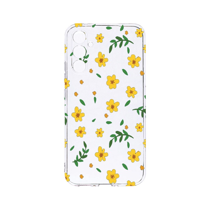 Husa BestCase® Clear Silicon 2MM, Compatibila Cu Samsung Galaxy S23 FE, Little yellow flowers, Antisoc, Protectie Camera, Margini ridicate pentru protectia ecranului, T 696
