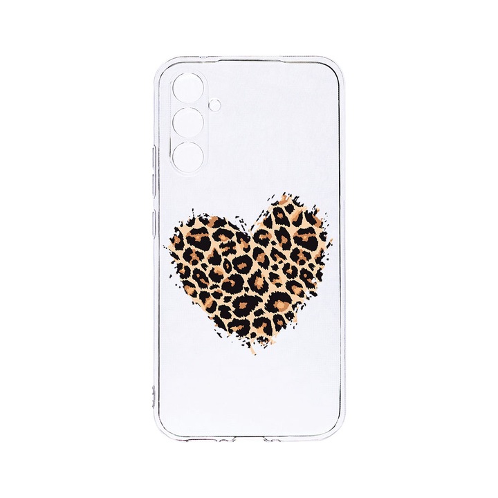 Husa BestCase® Clear Silicon 2MM, Compatibila Cu Samsung Galaxy S23 FE, Leopard Heart, Antisoc, Protectie Camera, Margini ridicate pentru protectia ecranului, T 761