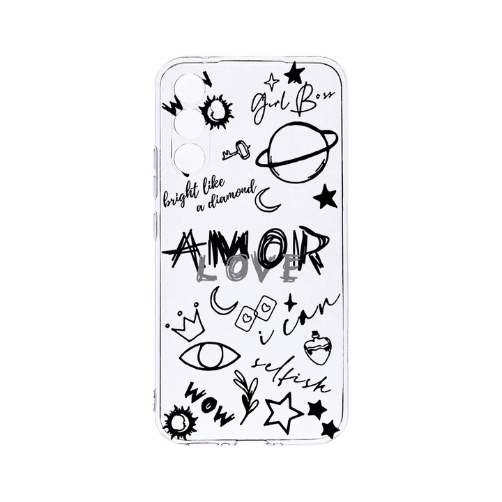 Husa BestCase® Clear Silicon 2MM, Compatibila Cu Samsung Galaxy S23 FE, Goth Love, Antisoc, Protectie Camera, Margini ridicate pentru protectia ecranului, T 984