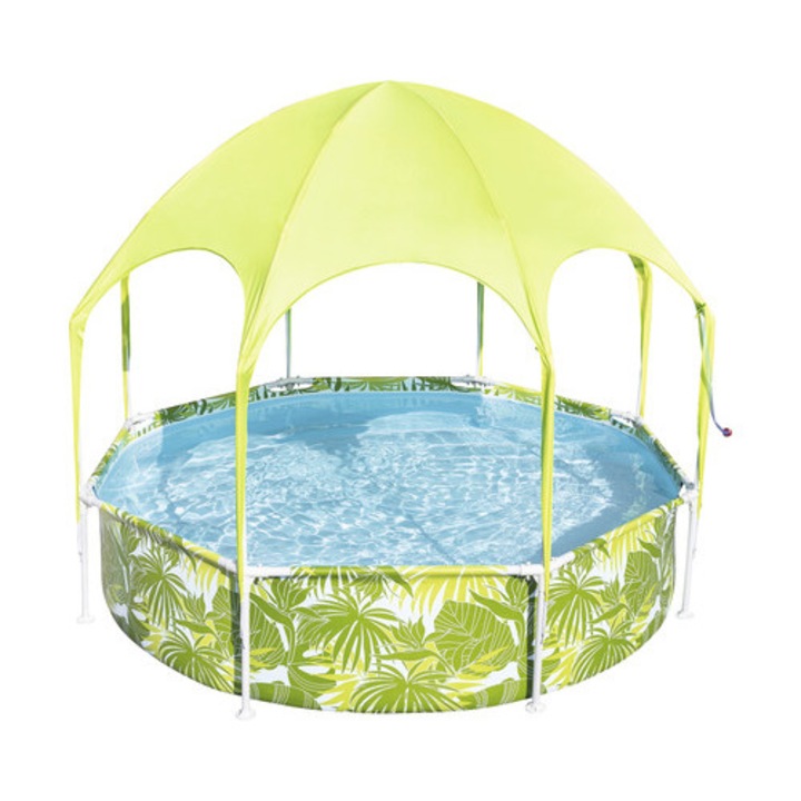 Piscina cu cadru Bestway Family 244x244x51 cm capacitate 1688 l verde/alb