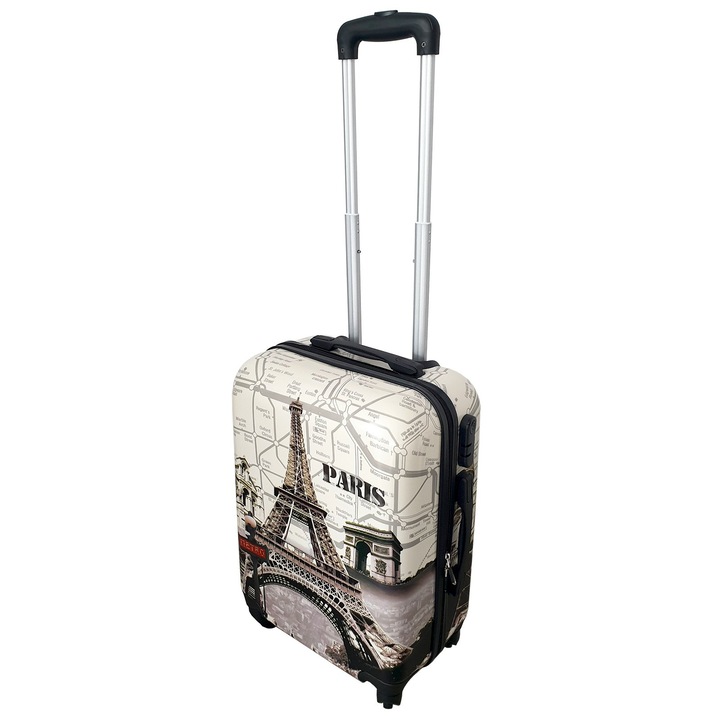 Valiza troler policarbonat PC, Paris, 4 roti, mediu, 55x40x25 cm, TRC53