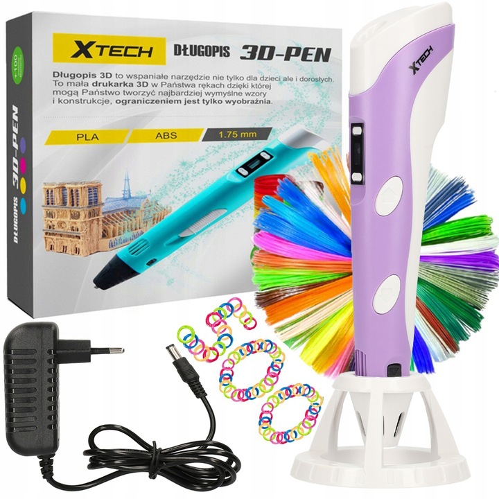 3D писалка Xtech, Пластмаса, Бял/Виолетов