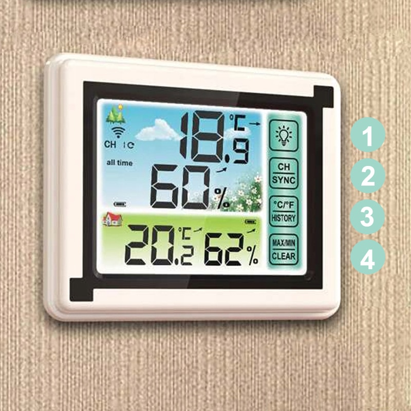Stazione Meteo Giamaica Con Sonda Esterna, Barometro, Orologio Radio DCF E Previsioni A 7 Simboli - Design Verticale - 3