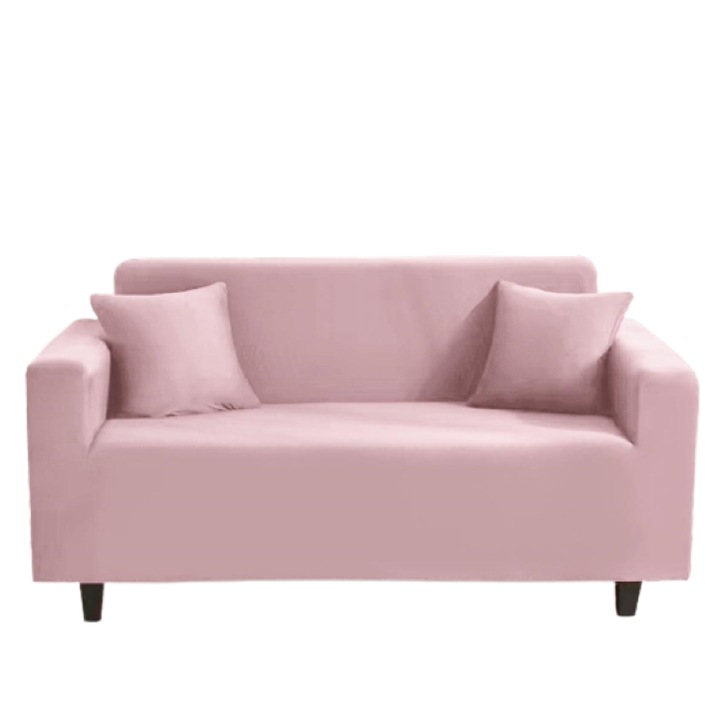 Husa elastica pentru canapea, Uni, 2 locuri, 140x180cm, Roz