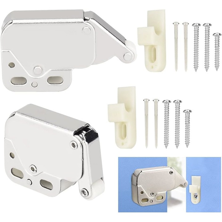 Jormftte rugós zsanérok, 2 db-os készlet, rozsdamentes acél, 6 csavar, 4 szeg