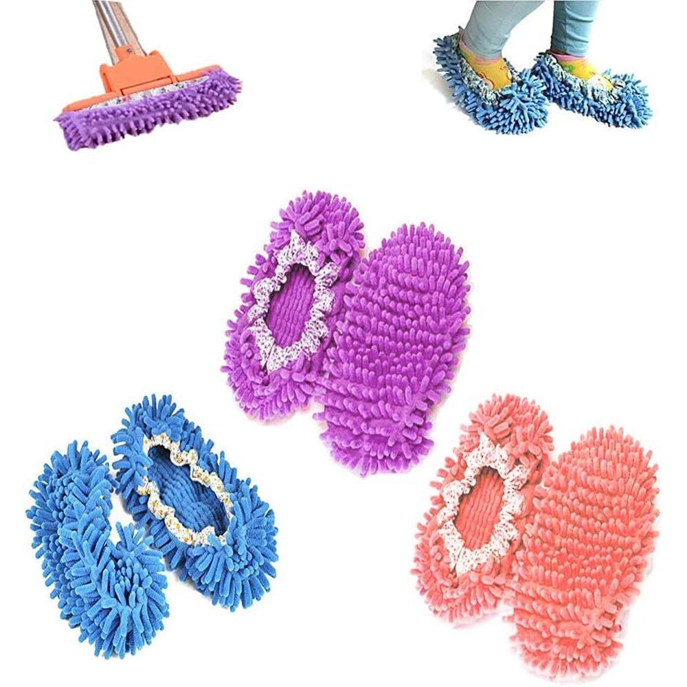 Set 3 perechi papuci mop, Microfibra, Uz casnic, Multicolor - eMAG.ro