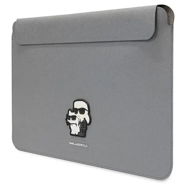 Husa Karl Lagerfeld Saffiano Karl Choupette compatibila cu laptop 14 inch Silver