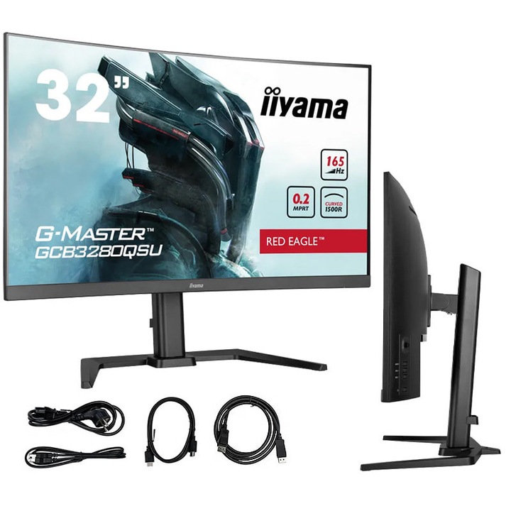 Monitor iiyama G-Master GCB3280QSU-B1 Red Eagle 32" VA LED, WQHD, 165 Hz, 0,2 ms, /2xHDMI, DP/, ívelt képernyő, FreeSync