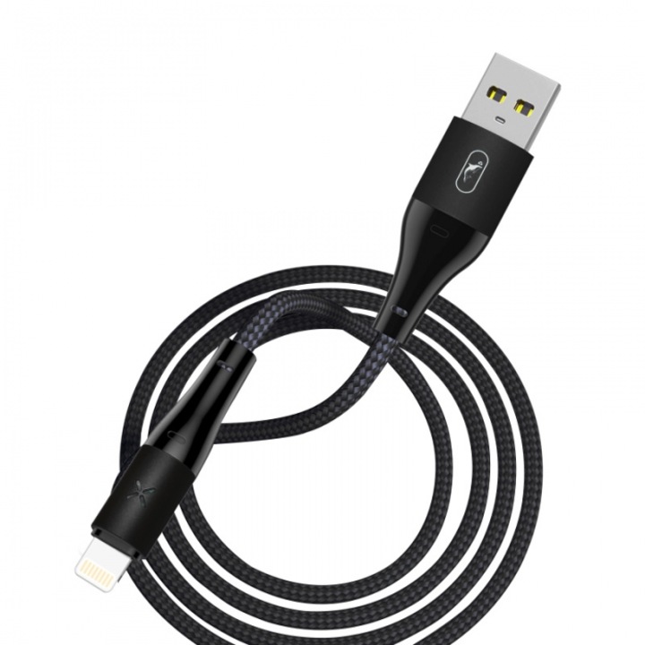 Cablu USB, SkyDolphin, Aluminiu, Lightning, 3A, 1m, Negru