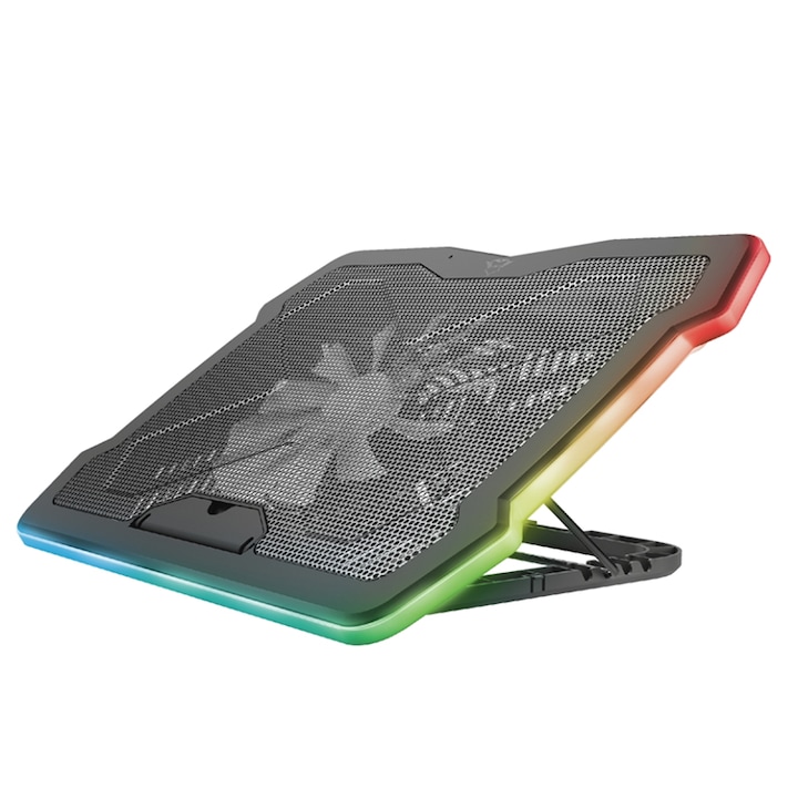 Cooler notebook, Trust, 17.3", USB, 450 - 700 rpm, Iluminare RGB, Negru