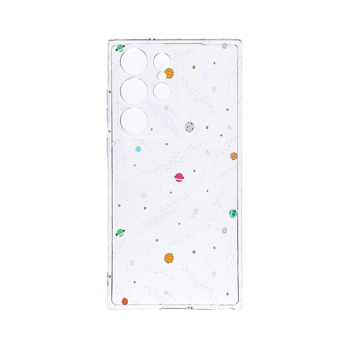 Husa BestCase® Clear Silicon 2MM, Compatibila Cu Samsung Galaxy S23 Ultra, Universe, Planets, Antisoc, Protectie Camera, Margini ridicate pentru protectia ecranului, T 470